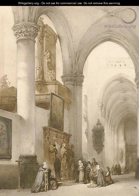 Figures in a church interior 3 - Johannes Bosboom