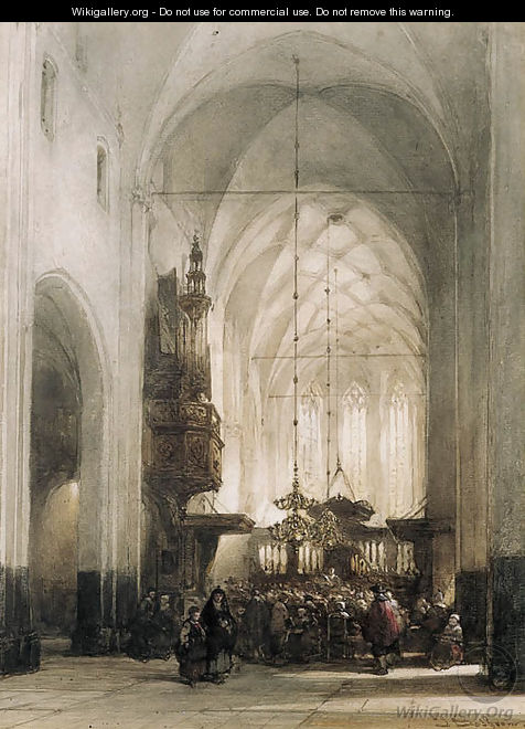 A service in the church of Hattem - Johannes Bosboom