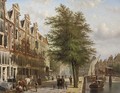 Daily activities along a canal in a Dutch city, Amsterdam - Johannes Franciscus Spohler