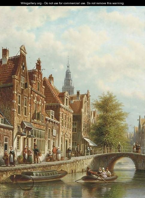 An Amsterdam canal with the Westertoren beyond - Johannes Franciscus Spohler