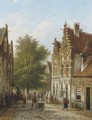A sunny street in a Dutch town - Johannes Franciscus Spohler