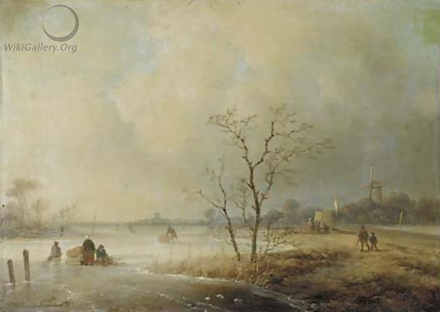Winter activities on the ice - Johannes Franciscus Hoppenbrouwers