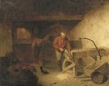 A farmer at work in a stable - Johannes Engel Masurel