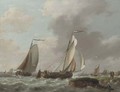 Shipping by a coast in a brisk wind - Johannes Hermanus Koekkoek