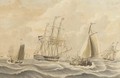 The Dutch barque Cornelia off a fleet anchorage - Johannes Hermanus Koekkoek