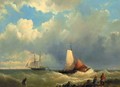 Shipping off the coast - Johannes Hermanus Koekkoek