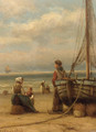 Fisherfolk on the beach - Johannes Hermanus Koekkoek