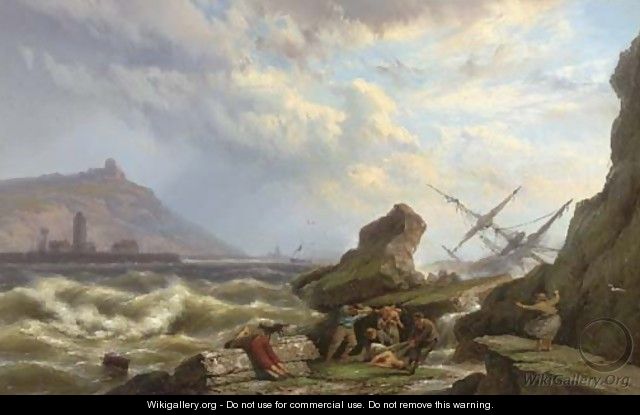 A shipwreck - Johannes Hermanus Koekkoek