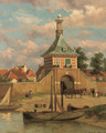 A city gate in Gorinchem - Johannes Hermanus Koekkoek