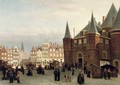 Marketday outside the Waag on the Nieuwmarkt, Amsterdam - Johannes Frederik Hulk