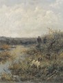 Sportsmen with their pointers at a pond - Johannes Frederik Hulk