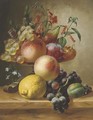 Still life with fruit on a ledge - Johannes Jun Reekers