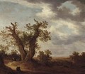 An extensive wooded landscape with a herdsman resting with his cattle by a path - Johannes Pietersz. Schoeff