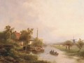 Along the river in summer - Johannes Petrus van Velzen