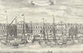 Somerset House; Westminster Abbey; St James House; The Prospect of White-hall, from the Park of St. James; St Bartholomews Hospital, in Smithfield; Th - Johannes Kip