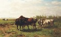 Les Paturages Hollandaises cattle in a meadow - Johannes-Hubertus-Leonardus de Haas
