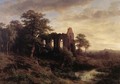 Abendlandschaft mit kirchenruine - Ludwig Halauska