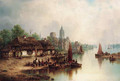 A bustling harbour town - Ludwig Hermann