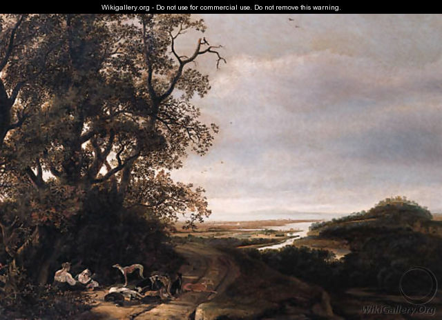 Diana and her companions resting after the chase, an extensive valley beyond - Ludolf de Jongh
