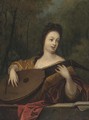 Portait of a lady, half-length, playing the lute - Ludolf Backhuysen