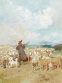 A shepherd with his flock - Luigi Chialiva