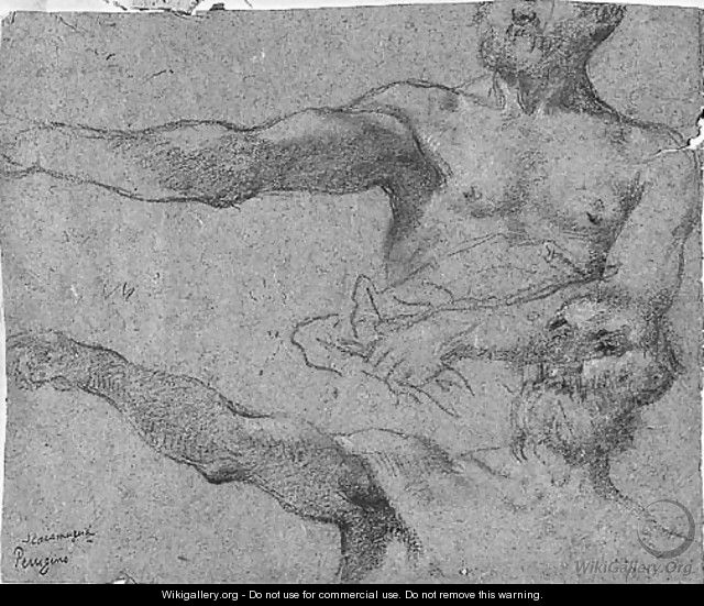 Two studies of a man raising his right arm - Luigi Scaramuccia, Il Perugino