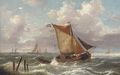 A Dutch smalschip running into the estuary - Louis Verboeckhoven