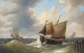 A Boulogne lugger offshore in a swell - Louis Verboeckhoven
