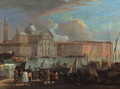 San Giorgio Maggiore, Venice, with a fish market - Luca Carlevarijs