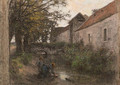 Laveuses, petit pont du Ru Chailly - Leon Augustin Lhermitte