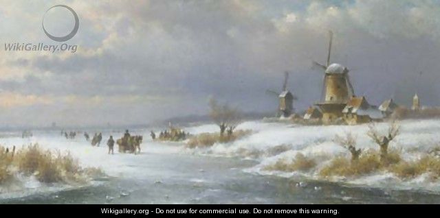 Winter in Holland with a koek en zopie on the ice - Lodewijk Johannes Kleijn