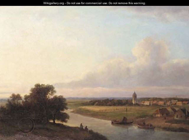 A village along a river - Lodewijk Johannes Kleijn