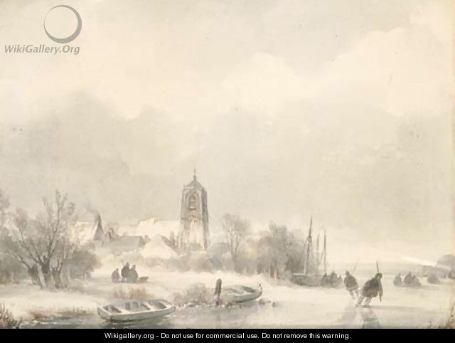 A polder landscape in winter - Lodewijk Johannes Kleijn