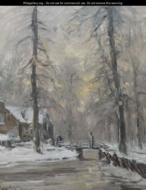 A winter forest at dusk - Louis Apol