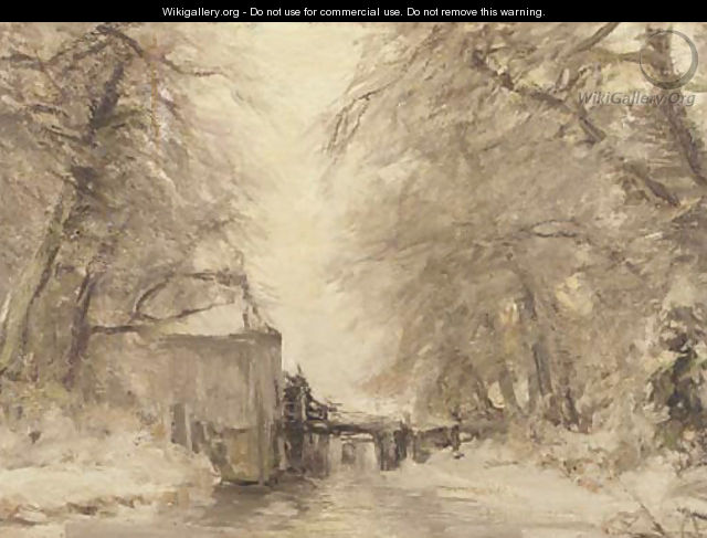 A watermill in winter - Louis Apol
