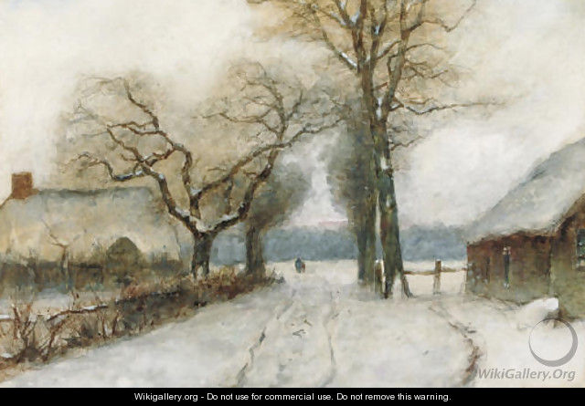 A snow-covered country lane - Louis Apol