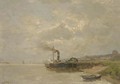 A paddle-steamer along a jetty - Louis Apol