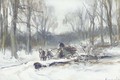 A horse-drawn cart on a frosty winter track - Louis Apol