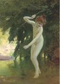 A nymph at a woodland pool - Louis Adolphe Tessier