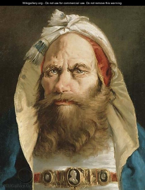 Head of a bearded man in Oriental dress - Lorenzo Tiepolo