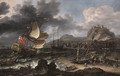An English man-o'war running into a crowded continental port - Lorenzo A. Castro