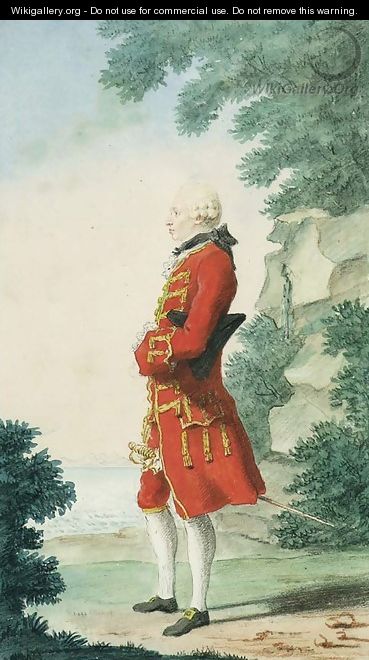 Sir John MacDonald standing in profile to the left by a Lake - Louis (Carrogis) de Carmontelle