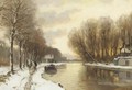 Sunset over a river in winter - Louis Apol