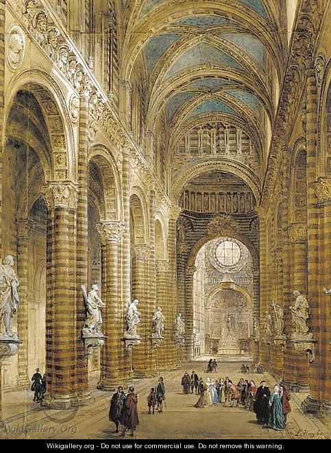 Interior of the cathedral at Sienna - Louis Haghe