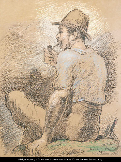 Paysan fumant un pipe - Leon Augustin Lhermitte