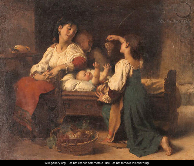 Teasing the baby - Leon-Jean-Basile Perrault