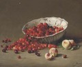 Peaches and cherries cascading from a French faience bowl - Leon-Alfred Benoit