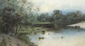 A tranquil lake landscape at dusk - Leon Richet