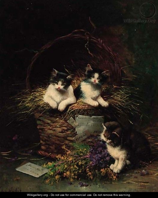 Playful Kittens - Leon Charles Huber