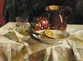 A still life with a jug, radishes, a lemon and a glass - Leonie Lutomirski-Bander